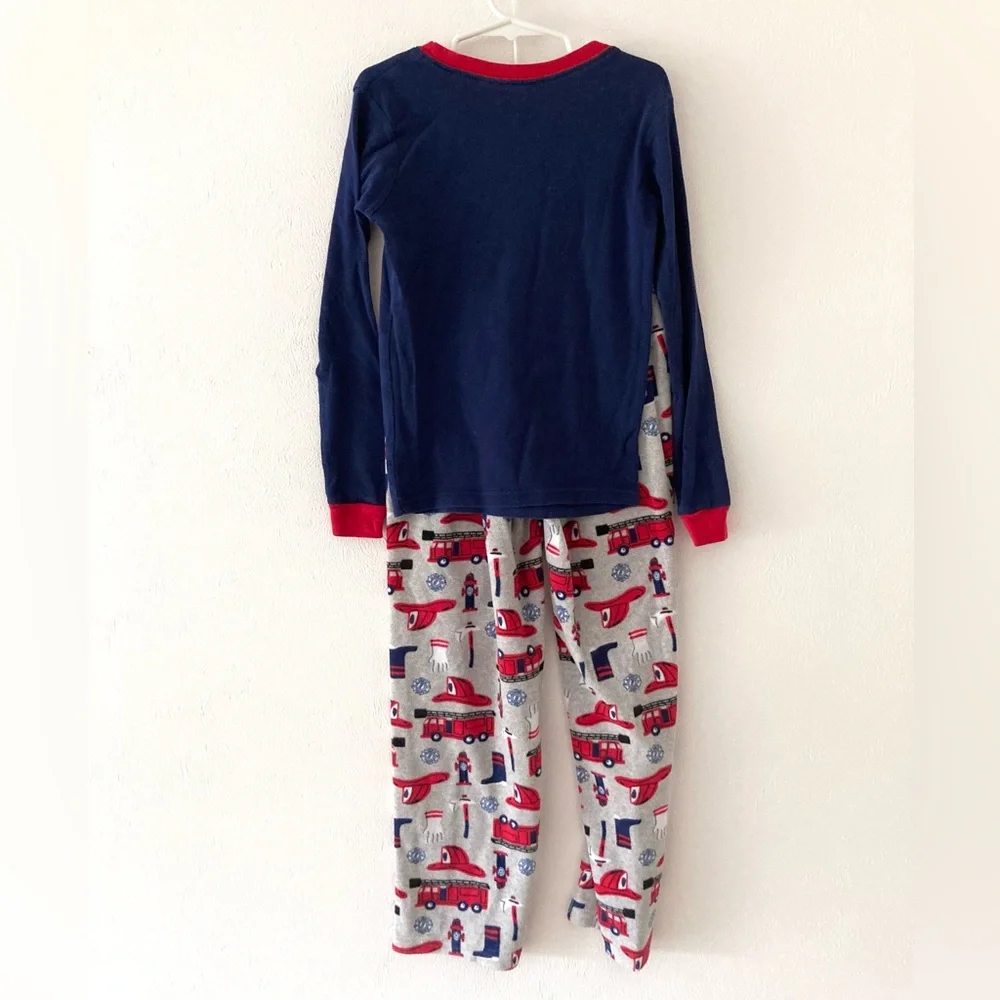 Carters Cotton Fire Truck Tee and Fleece pants 2 piece pajama Set Size 8